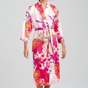Natori Floral Robe & Slip Dress Set
